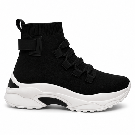 Sorte high-top sokkeboots med hvid sål – dame