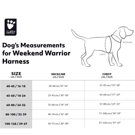 Hurtta Weekend Warrior Harness Raven - Måleskema