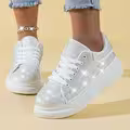 Hvide dame sneakers med rhinsten og platform