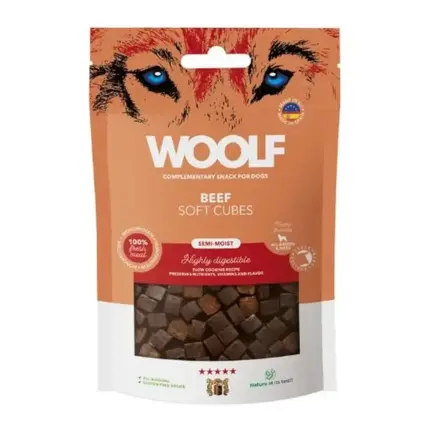 WOOLF Semi-Moist Soft Beef Cubes | Bløde Hundegodbidder med oksekød