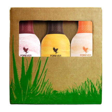 Aloe vera gel drik i 3 smagsvarianter combo pakke