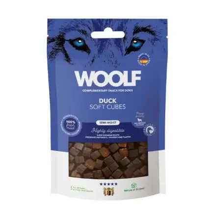 WOOLF Semi-Moist Soft Cubes Duck | Bløde Hundegodbidder med and