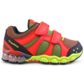 KangaROOS Volt Red/Lime børnesneaker i rød, limegrøn og sort med velcrolukning.