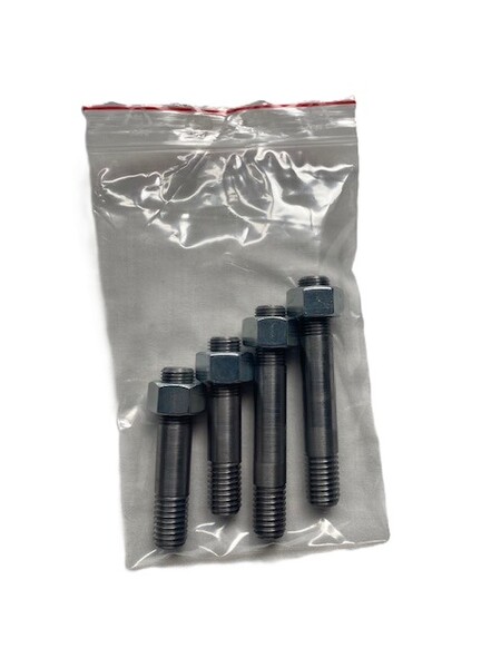 Hydraulics - Lift Cylinder - Support Bolt Set - 4 pcs. 4 pcs. supports 2 pcs. nuts (fig. 15, 16, 17 in image) Total Length: 64/84 mm Fits: TEA20, FE35 Danish produced and specially manufactured by Aparts.dk OEM ref. 184378M1, 184379M1, 35343