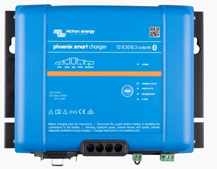 victron phoenix smart ip43 12v 30a 3 udgange batterilader, baad, camper