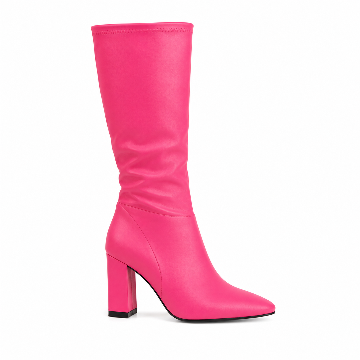 Hot Pink Pink støvle med blokhæl - 36
