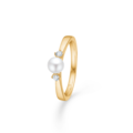 CROWN TRINITY W/PEARL ring in 14 carat gold with diamonds and cultured pearl | Danish design by Mads Z