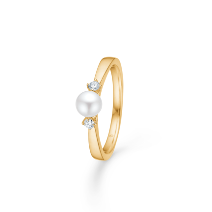 CROWN TRINITY W/PEARL ring in 14 carat gold with diamonds and cultured pearl | Danish design by Mads Z