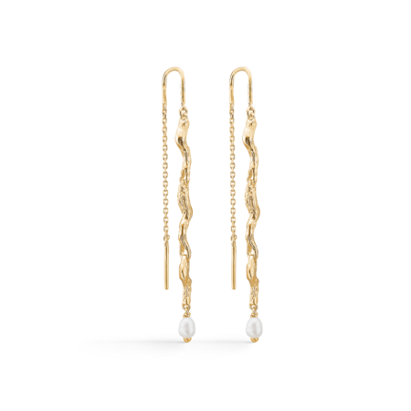 Tangled øreringe udført i 925 sterlingsølv belagt med en slidstærk 18 karat forgyldning med perler.