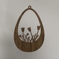 Påskeæg ornament i valnødfiner med tulipanmotiv