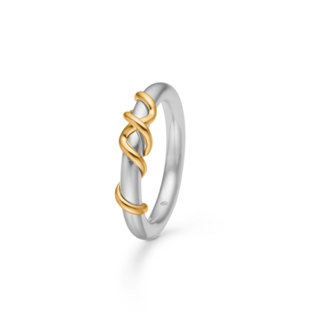 Ingrid ring i sterlingsølv med detaljer i 8 karat guld