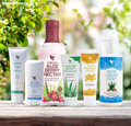 Aloe Vera Gelly, Aloe Propolis Creme, Forever Bright Toothgel, Forever Aloe Berry Nectar og Aloe Lips, samt Aloe Liquid Soap.
