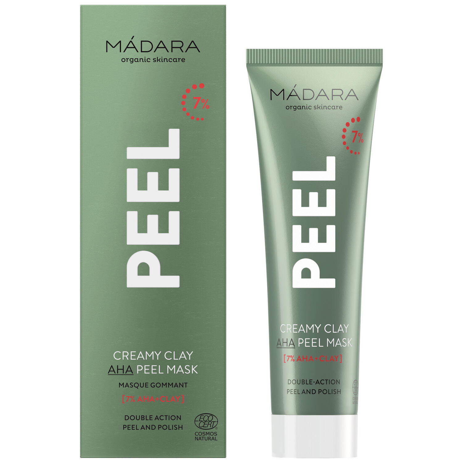 Mádara, PEEL Creamy Clay AHA Peel Mask, 60 ml. - Ansigtspleje, Hudpleje, Peeling, Mask, Eksfoliering, Ansigtspeeling, Lermaske, Dermatologisk Testet