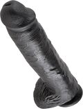 Hudfarvet dildo 35,6 cm Ø 6 cm med realistisk penisdesign, testikler og sugekop