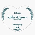 Botanisk hjerte til sølvbryllup og æresport med navne og dato – Design 14