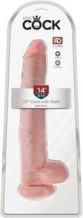 King Cock 14" Cock With Balls – kæmpe realistisk dildo med kugler og sugekop