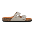 Beige damesandal med to spænder og korksål