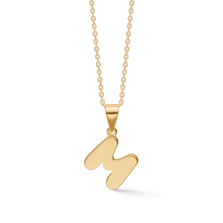 Letters M necklace made of 925 pure sterling silver plated with 18 karat gold plating.