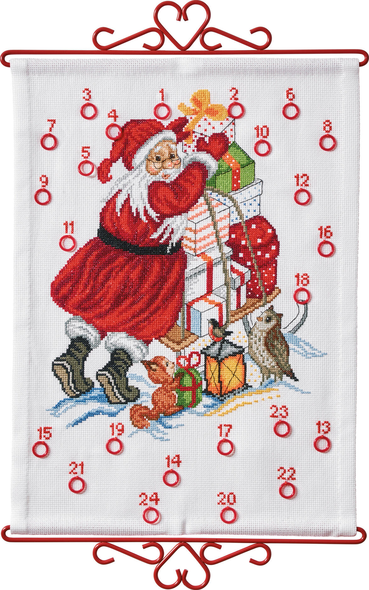 Julemand Og Gaver Julekalender By Permin Broderi Uldgalleriet