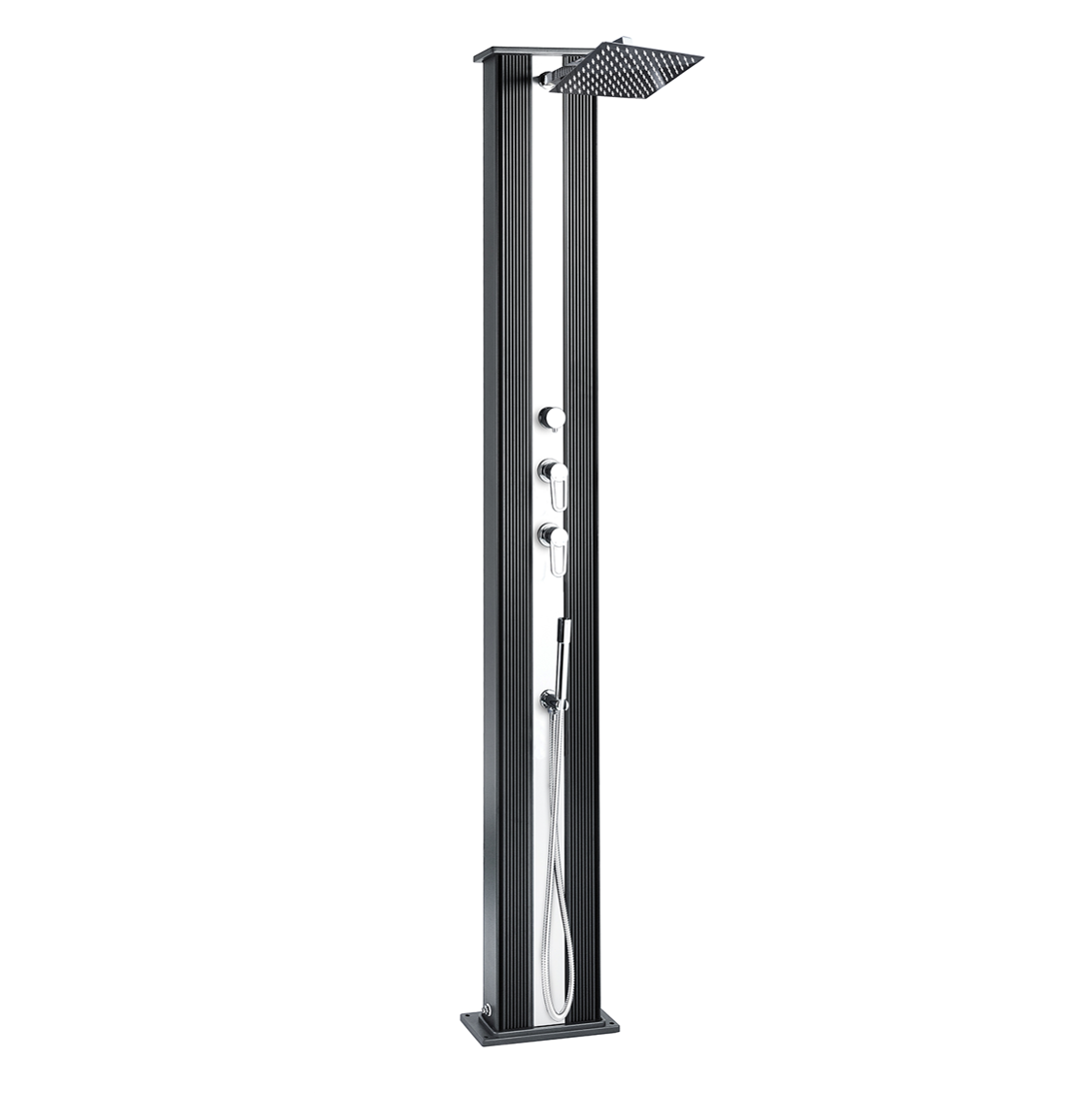 Formidra HYBRIDE DADA STRAIGHT Solardusche aus Aluminium – 40 Liter - Anthrazit / Aluminium