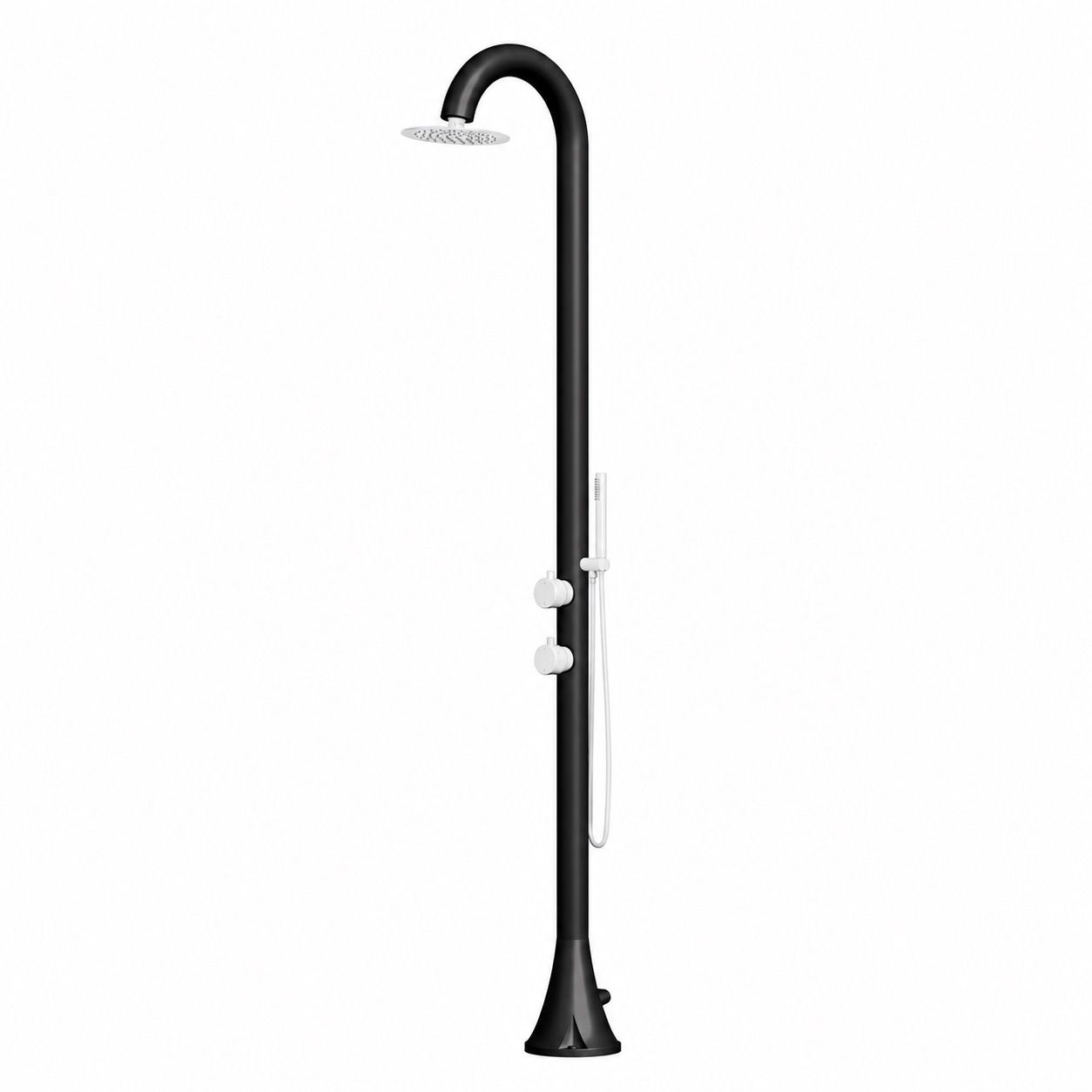 Sined LUNA DUO NERA BIANCA – Freistehende Außendusche aus AISI 316L Edelstahl – Schwarz/Weiß – Handbrause – Warm- und Kaltwasser