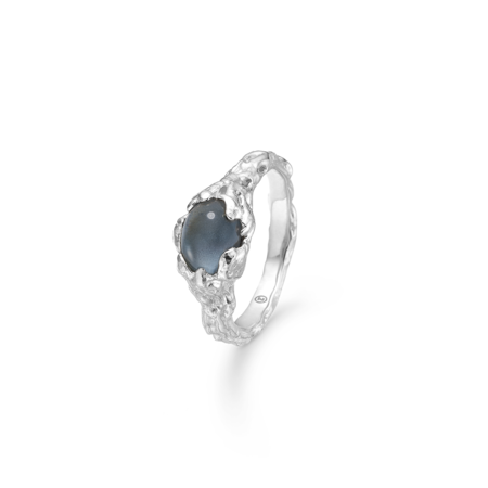 Magma ring made in 925 pure sterling silver with blue zirconia.