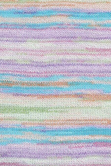 Close up af garnnøgle fra Lang Yarns i kvaliteten fiesta farve 02 pastel parade flerfarvet garn