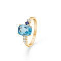 BLUE FELICITY ring in 14 karat gold with topaz | Danish design by Mads Z