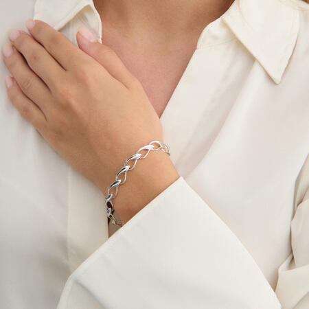 Winelink Petite armbånd i 925 sterlingsølv med organiske, bladformede led på model