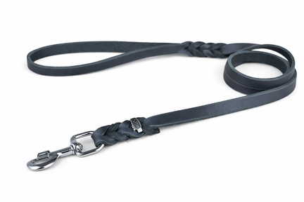 JHS Læder Førerline 130cm sort/chrom