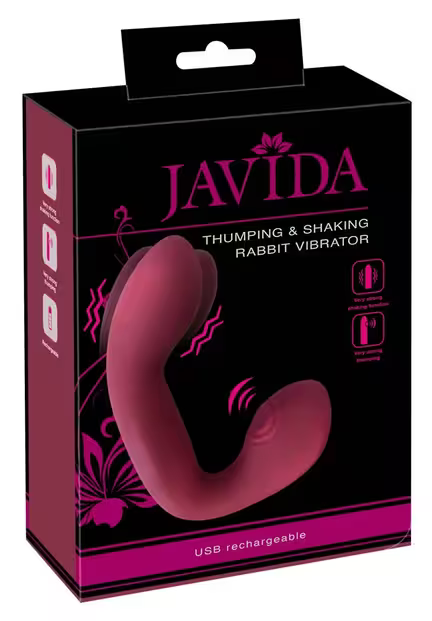 Javida Thumping & Shaking Rabbit Vibrator – luksus dobbel vibrator i silikone med 3 motorer og turboknap