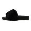 Dame slippers med sort faux fur rem og sort sål