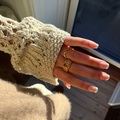 Laura wearing Starfish Lustre ring made in 925 pure sterling silver plated with 18 carat gold plating.