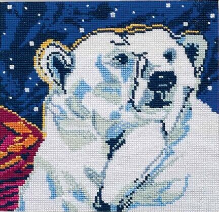 vaegstykke fra fru zippe med broderet polar bear og nattehimmel
