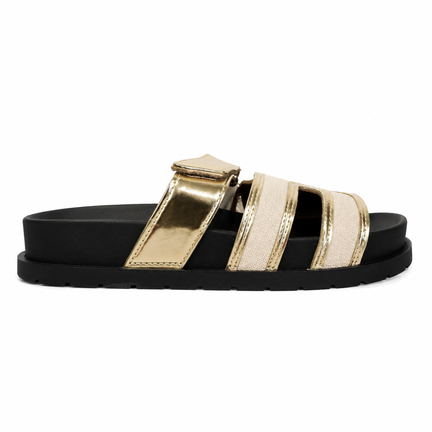 Guld komfort slippers med justerbare remme
