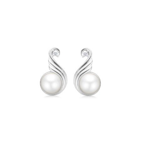 SERAPHINA øreringe i sølv med kulturperle og hvid topas.