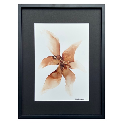 lille ink maleri brun guld 30x40cm