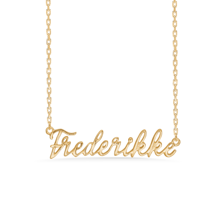 Name Tag Frederikke made of 925 pure sterling silver plated with a durable 18 karat gold plating.