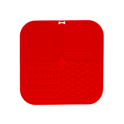 Eat Slow Live Longer Lick Mat Quad (20 x 20 cm) rød