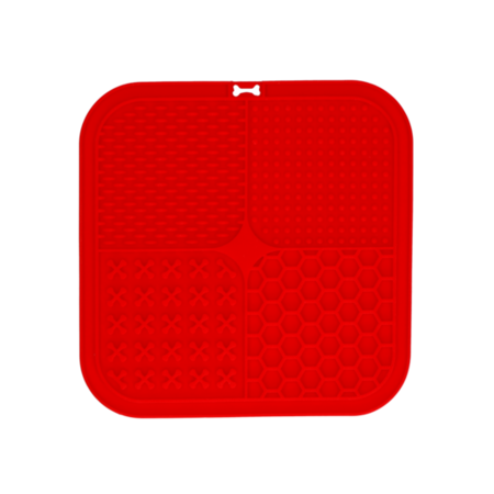 Eat Slow Live Longer Lick Mat Quad (20 x 20 cm) rød