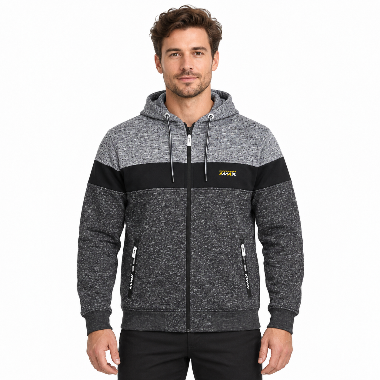 Grå Herre Fleece Sweatjakke - L