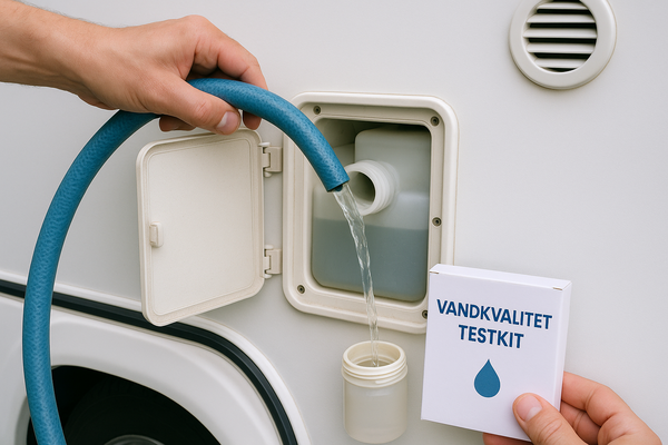 Billedet illustrer muligheden for at kvalitetsteste drikkevand i campingvogn og autocamper