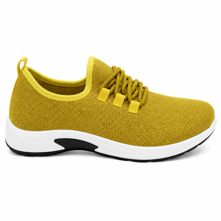Gul mesh sneaker med enkel snørelukning – Dame