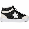 Sort glitter sneaker med hvide detaljer | Mid-cut damesko