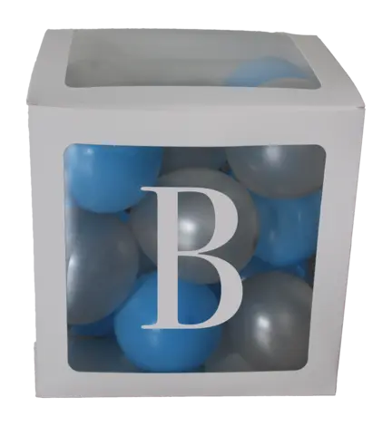 Ballonkasser med bogstaver - pynt til barnedåben