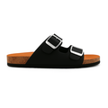 Trendy sorte slippers til damer med to spænder og formstøbt korksål