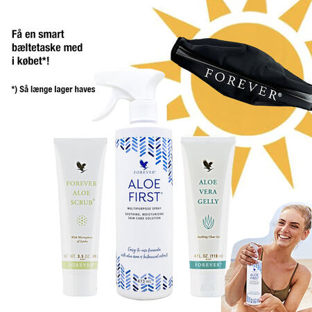 Forever Aloe Scrub, Aloe First og Aloe Vera Gelly i Summer Kit med gave