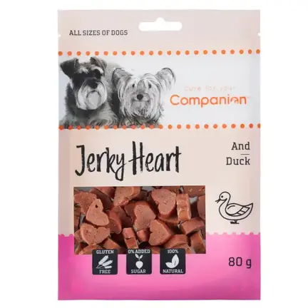 Companion Duck Jerky Heart | 80 gram Hjerteformede hundegodbidder med and