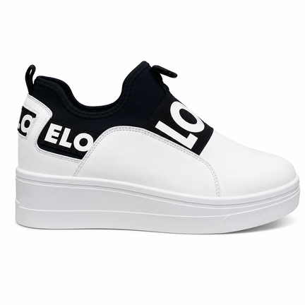 Hvid dame sneakers med LOVE print og platform sål
