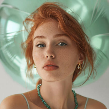 AI-model iført Endless Waves øreringe udført i 925 ren sterlingsølv belagt med slidstærk 18 karat forgyldning.